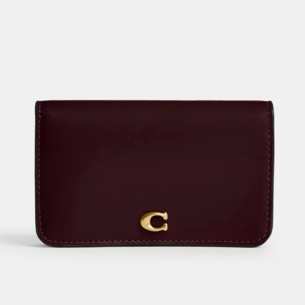 Coach Merlot Burgundy Essential Cardholder Leather Wallet $125 LIKE NEW